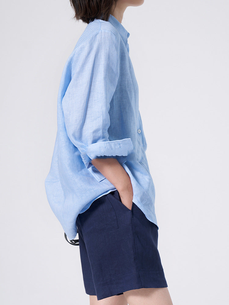 Damen Elegante gestreifte Bluse Nord Taschen