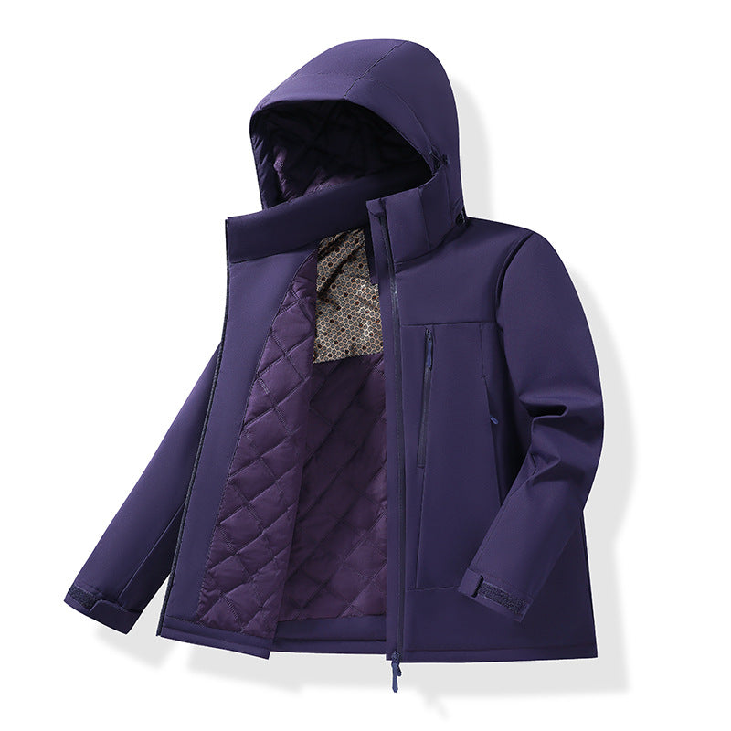 Herren Wasserabweisende gesteppte Thermo-Outdoorjacke mit Kapuze und verdeckten Reißverschlusstaschen Nord Taschen