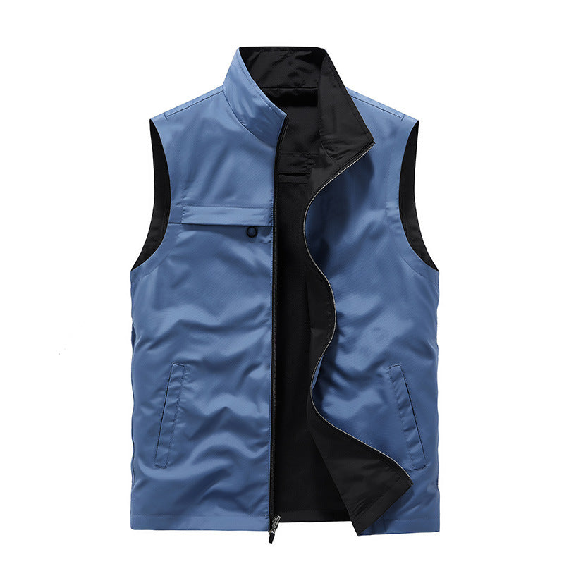 Herren Ärmellose Softshell-Utility‑Weste mit hohem Stehkragen, Zwei‑Wege‑Reißverschluss und verdeckten Taschen Nord Taschen