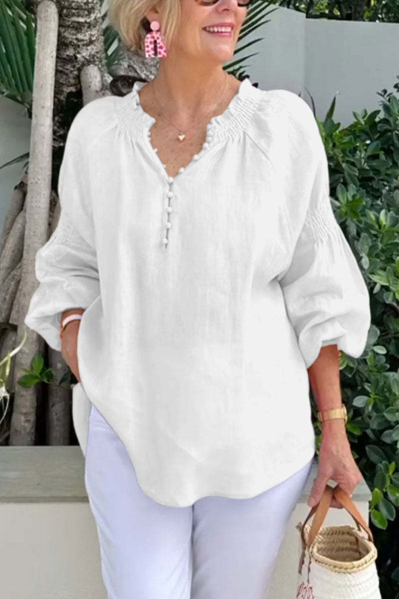 Damen luftige Bluse mit Smock-Ärmeln