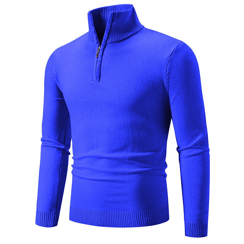 Herren Slim-Fit Halbzip-Mockneck Feinstrickpullover mit geripptem Kragen Nord Taschen