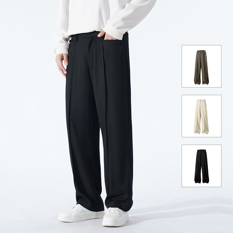 Herren Weite Crêpe‑Hose mit Bundfalte und gerader Bügelfalte Nord Taschen