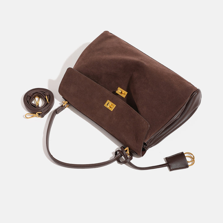 Damen Satchel-Handtasche mit elegantem Samtmaterial und goldenen Akzenten Nord Taschen