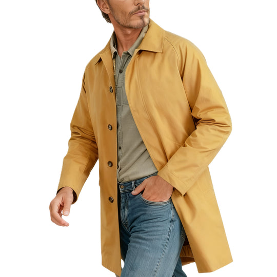 Herren mittellanger Carcoat mit Umlegekragen und verdeckter Knopfleiste Nord Taschen