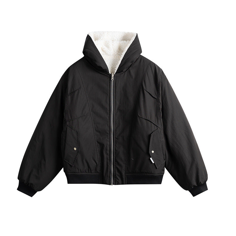 Unisex Oversize-Utility-Bomber mit wattierter Teddyinnenfütterung und asymmetrischen Pattentaschen Nord Taschen
