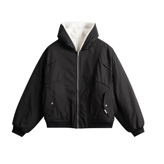 Unisex Oversize-Utility-Bomber mit wattierter Teddyinnenfütterung und asymmetrischen Pattentaschen Nord Taschen