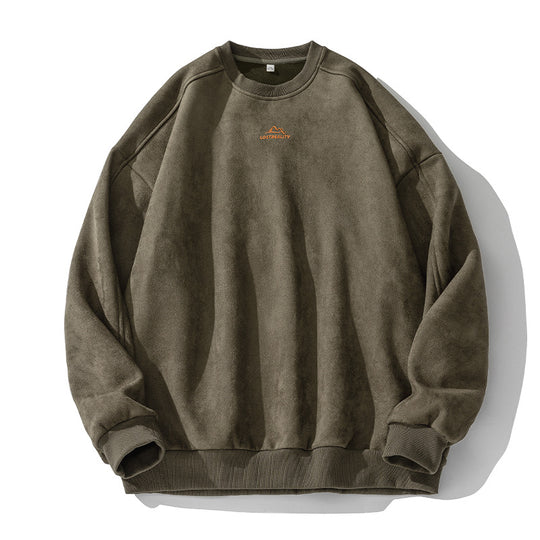 Unisex Oversize Rundhals-Sweatshirt mit minimalistischer Bergstickerei Nord Taschen