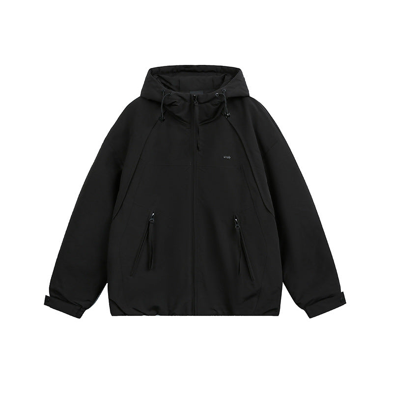 Unisex Oversized Kapuzen-Winterjacke mit wasserabweisender Wattierung und Kordelzug Nord Taschen