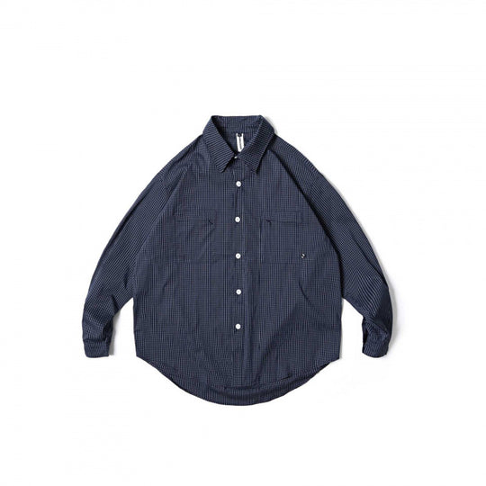 Unisex Oversize-kariertes Hemd mit rundem Saum und aufgesetzten Brusttaschen Nord Taschen