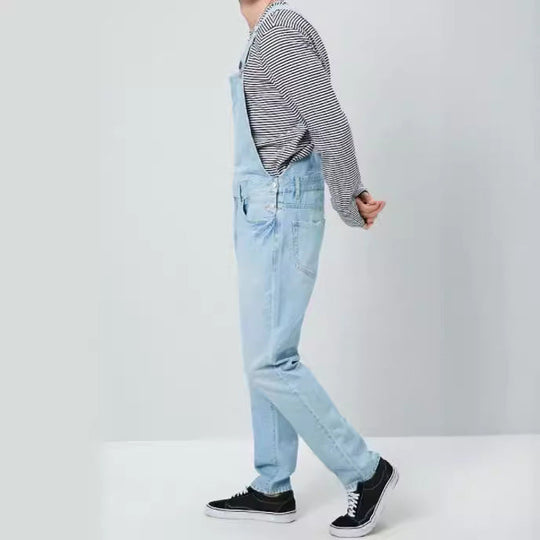 Herren Denim Latzhose im Vintage-Stil mit regulierbaren Trägern und praktischen Taschen - Vittorelli