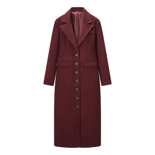 Damen Longline-Mantel mit taillierter Silhouette, strukturiertem Revers und Gehschlitz Nord Taschen