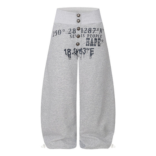 Damen Culotte-Loungehose mit hohem Rippbund, vorderer Zierknopfleiste und verstellbarem Saum Nord Taschen