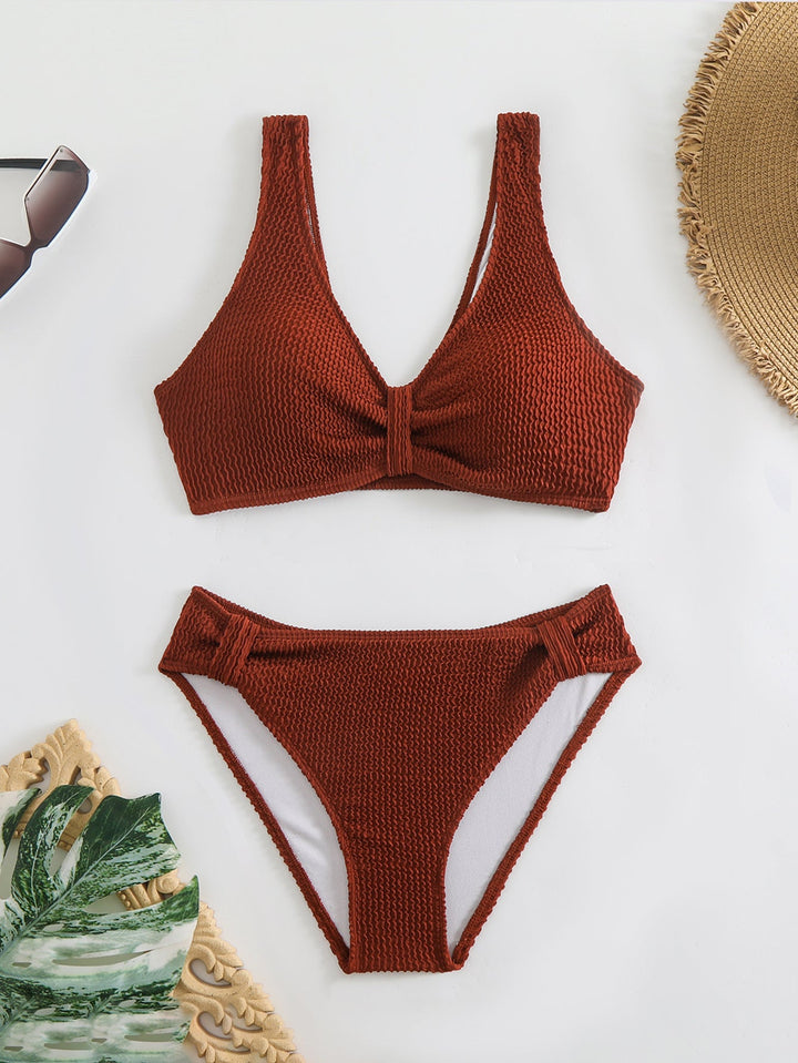 Damen Zweiteiliger Bikini mit verspieltem Wellenmuster