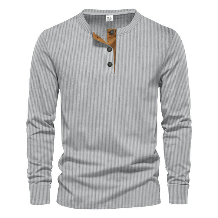 Herren Langarm-Henley-Shirt mit strukturiertem Design