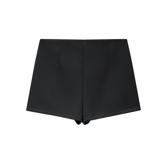 Damen Taillierte Blazerjacke mit Stehkragen und passendem Shorts-Rock Set Nord Taschen