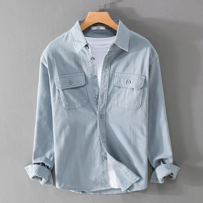 Herren Leichtes Baumwoll-Twill-Overshirt mit Brustklappen und Relaxed-Fit Nord Taschen