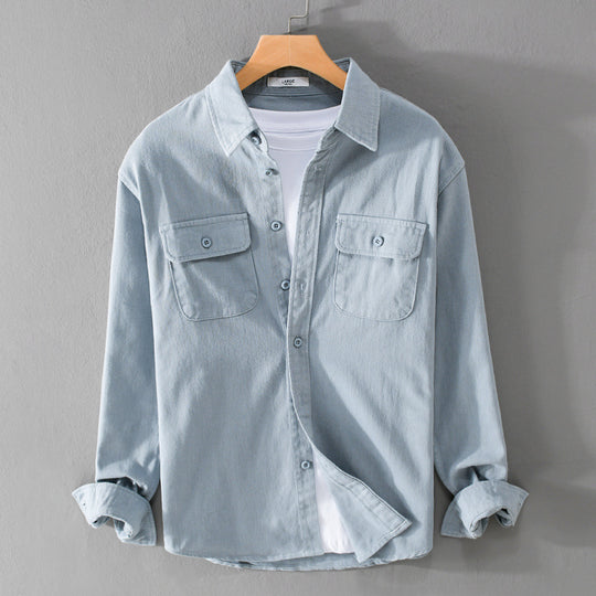 Herren Leichtes Baumwoll-Twill-Overshirt mit Brustklappen und Relaxed-Fit Nord Taschen