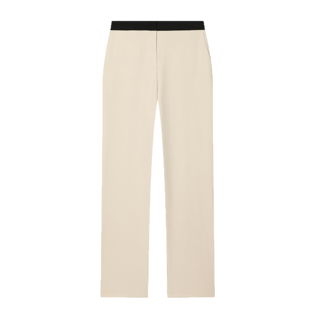 Damen Weiche High‑Waist Stoffhose mit elastischem Kontrastbund und geradem Bein Nord Taschen