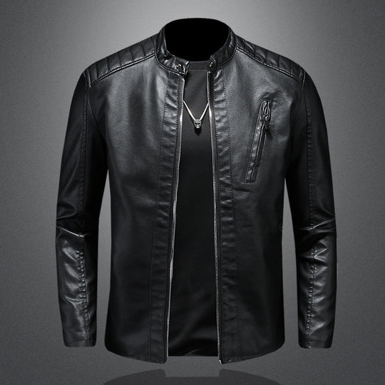 Herren modische Lederjacke mit Reißverschluss Nord Taschen