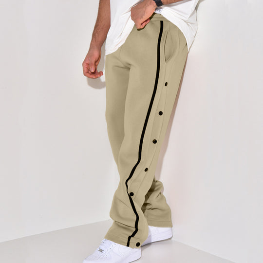 Herren Snap-Trackhose mit seitlichem Kontraststreifen, Druckknopf-Leiste und elastischem Bund Nord Taschen