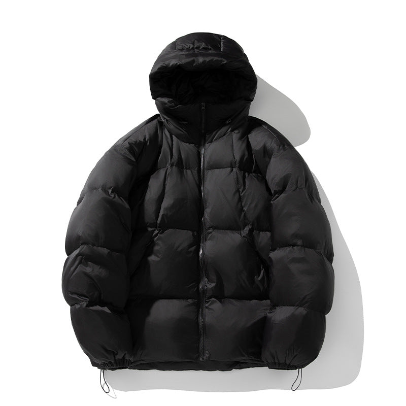 Damen Wattierte Oversize Steppjacke mit Kapuze und Kordelzug Nord Taschen