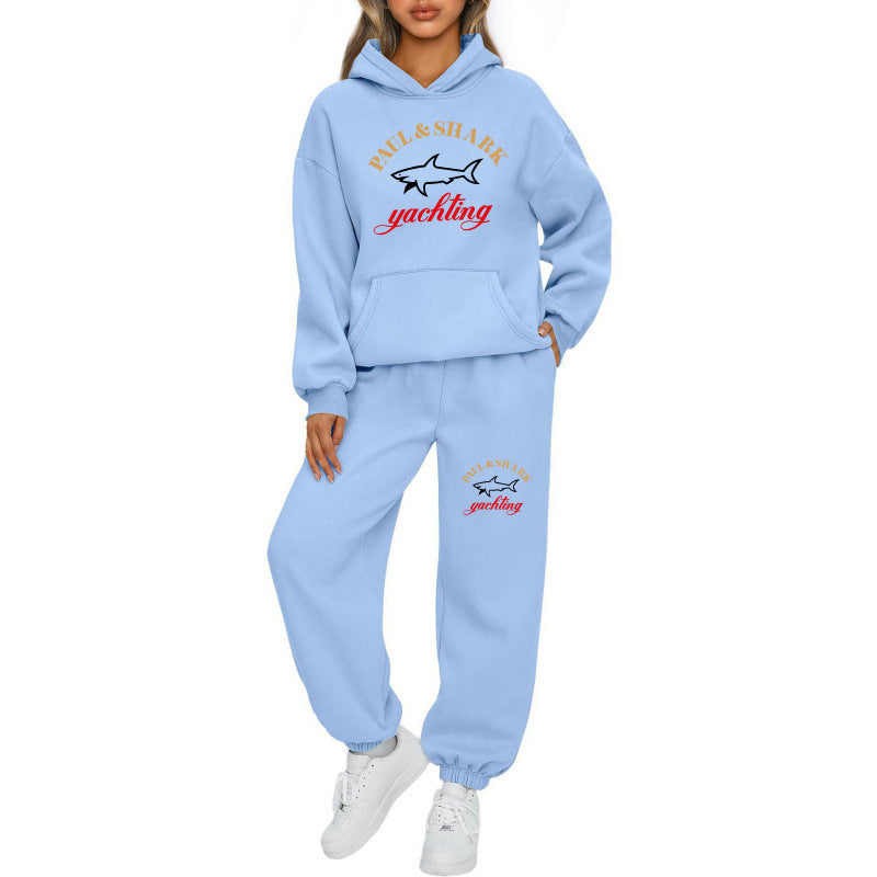 Damen oversized Hoodie und Jogginghose Set mit Kapuze Kängurutasche und gerippten Bündchen Nord Taschen