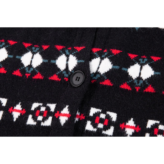 Damen Norwegermuster Strickcardigan mit Knopfleiste und Oversize-Schnitt Nord Taschen
