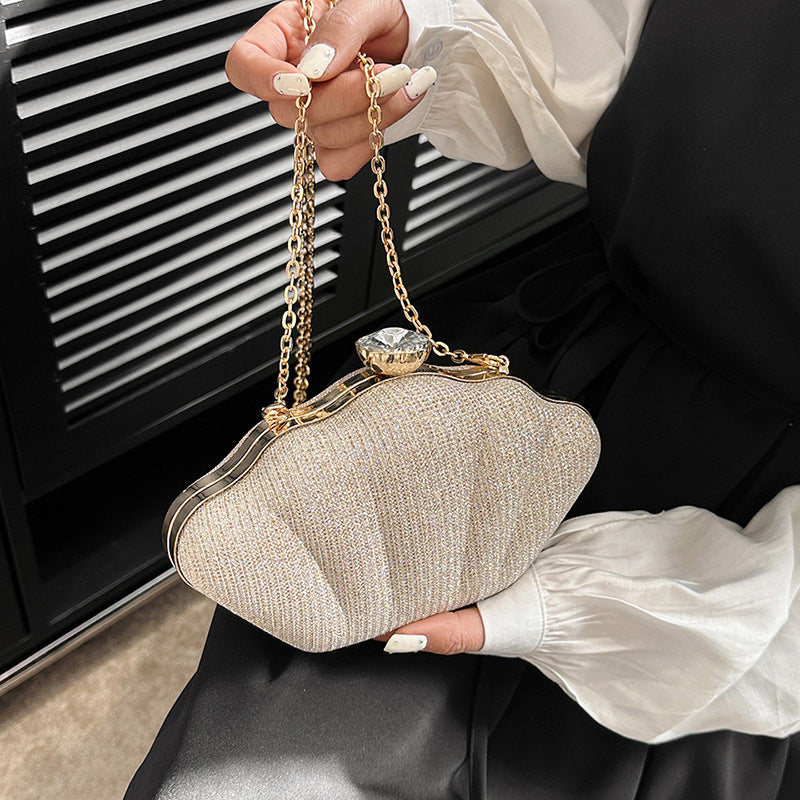 Damen elegante Clutch mit funkelndem Kettenhenkel Nord Taschen