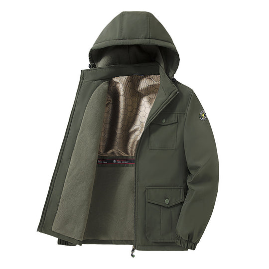 Herren Thermo-Fieldparka mit Fleece-Innenfutter, reflektierender Wärmeschicht und Kapuze Nord Taschen
