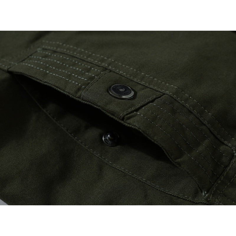 Herren Canvas-Fieldjacke im Utility-Style mit wärmender Fleece-Innenlage und Schulterpatten Nord Taschen