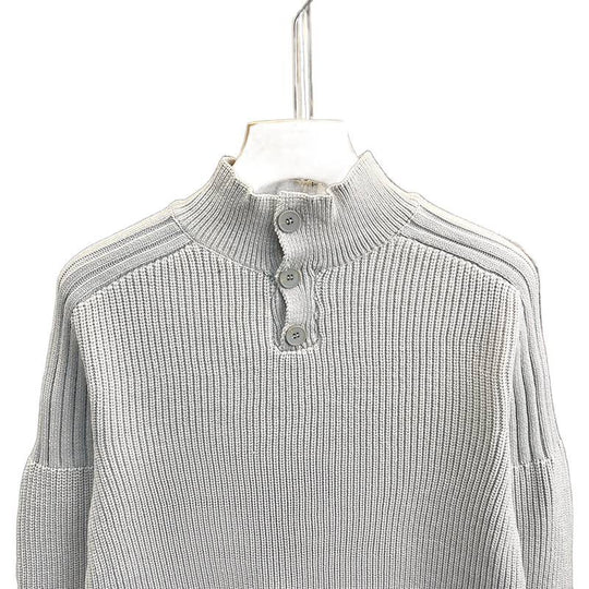 Herren Grobstrick-Pullover mit halber Knopfleiste und hohem Stehkragen Nord Taschen