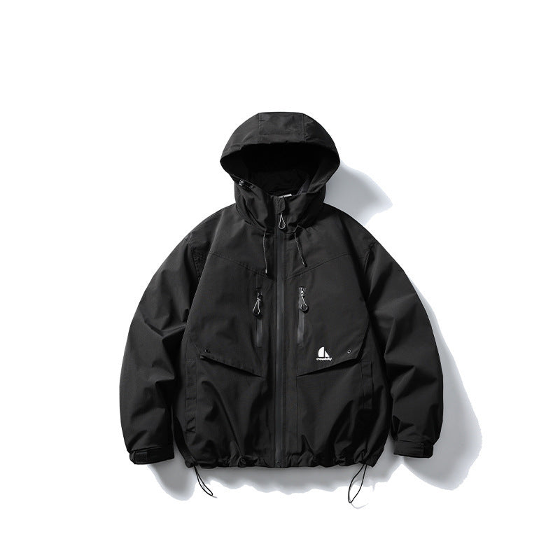 Unisex Wasserdichte technische Kapuzenjacke mit Mehrfach‑Taschen und verstellbarem Saum Nord Taschen