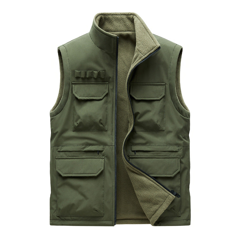 Herren Outdoor-Utilityweste mit acht Multifunktionstaschen, robustem Baumwollmix und Windschutzkragen Nord Taschen