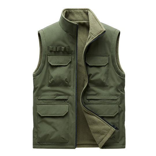 Herren Outdoor-Utilityweste mit acht Multifunktionstaschen, robustem Baumwollmix und Windschutzkragen Nord Taschen