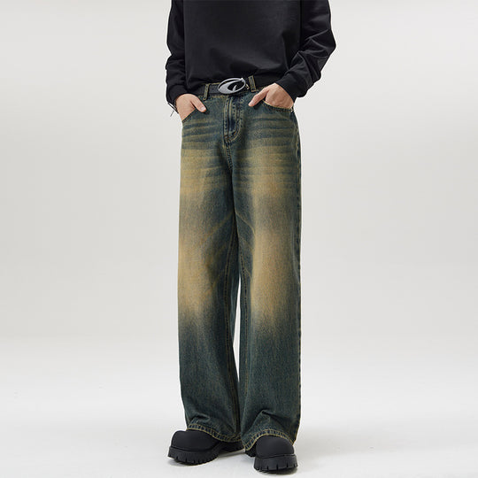 Herren Weite Jeans im lockeren Schnitt mit hoher Taille und Used-Effekt Nord Taschen