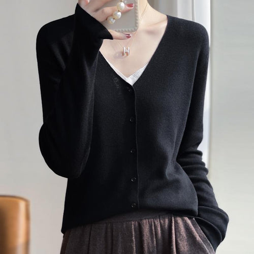 Damen Leichter V‑Ausschnitt‑Cardigan mit kastiger Silhouette und Kaschmir‑Optik Nord Taschen