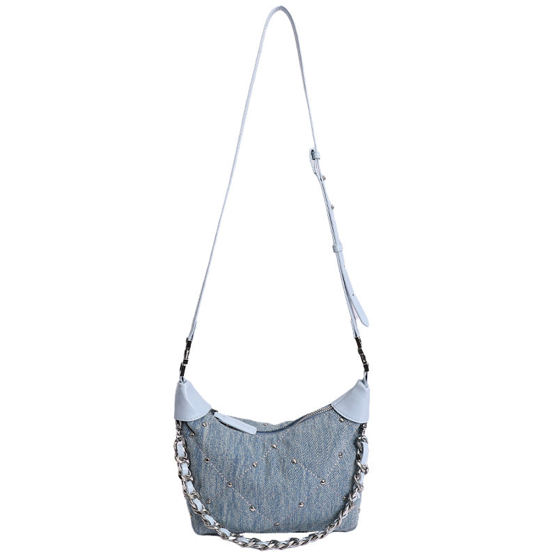 Damen Umhängetasche mit modischem Denim-Design und trendiger Kette Nord Taschen