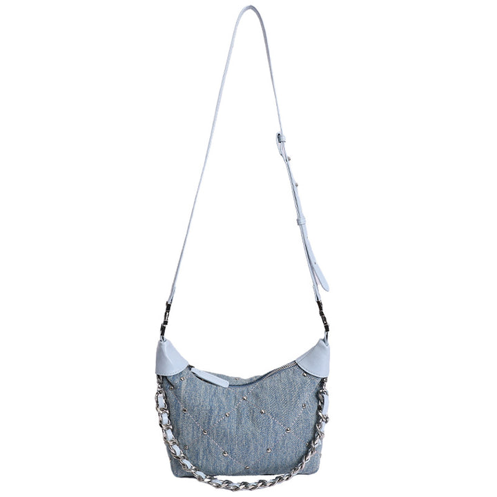 Damen Umhängetasche mit modischem Denim-Design und trendiger Kette Nord Taschen