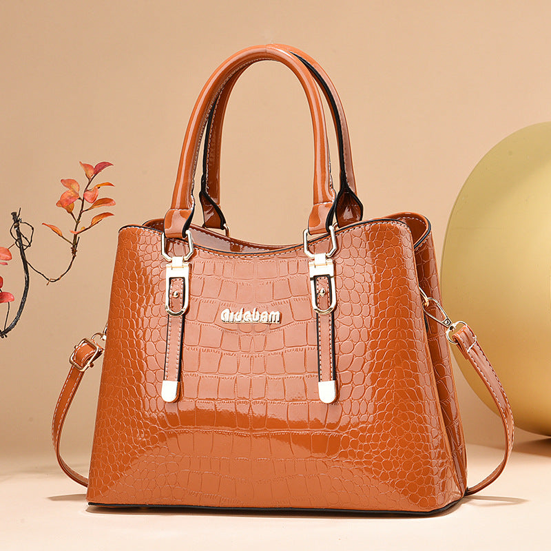 Damen elegante Handtasche mit schimmernder Krokodilprägung und vielseitigem Tragesystem Nord Taschen