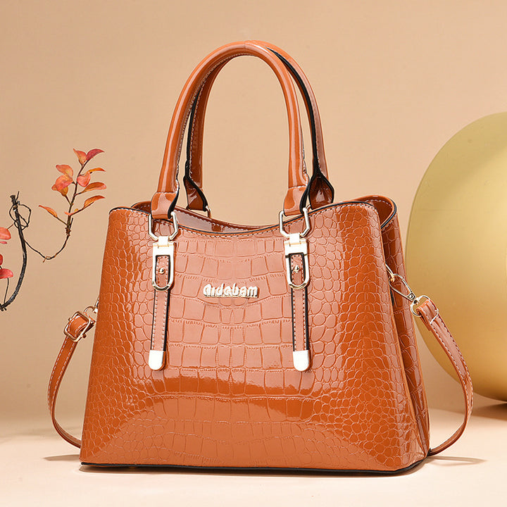 Damen elegante Handtasche mit schimmernder Krokodilprägung und vielseitigem Tragesystem Nord Taschen