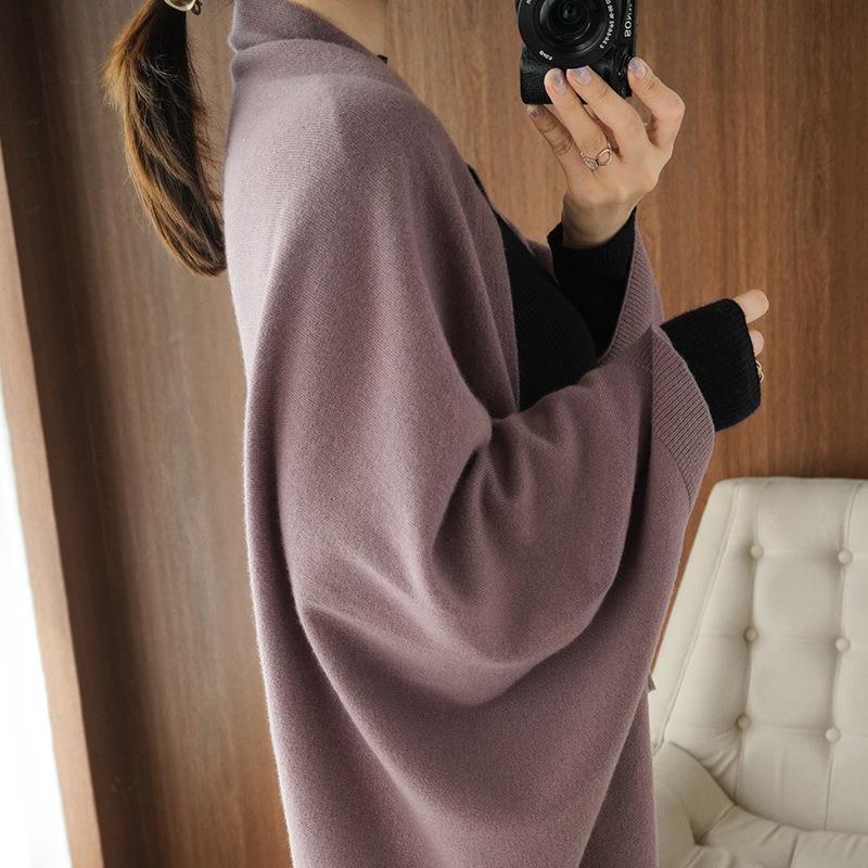 Damen Langer offener Kaschmir‑Look Strick-Wrap mit überschnittener Ärmelpartie Nord Taschen