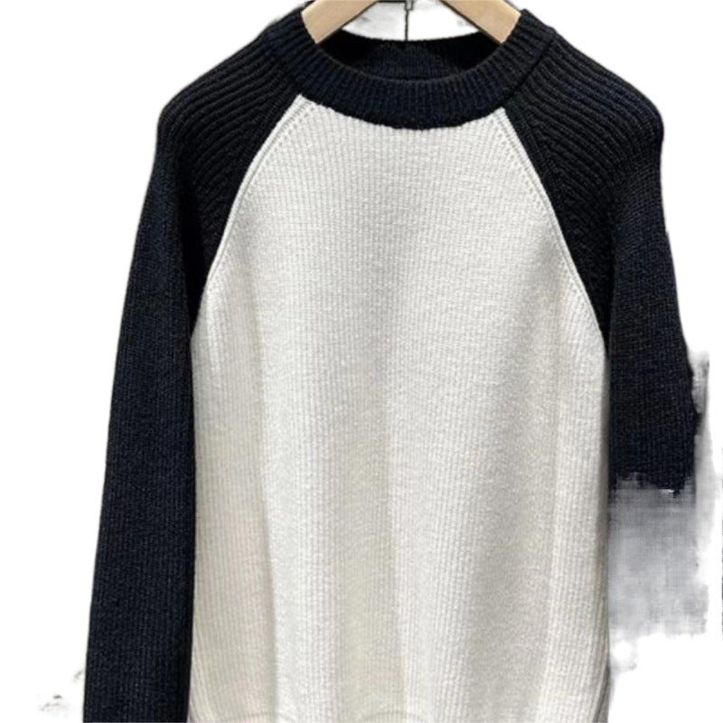 Herren Raglan-Kontraststrickpullover mit feiner Rippstruktur und gerippten Bündchen Nord Taschen