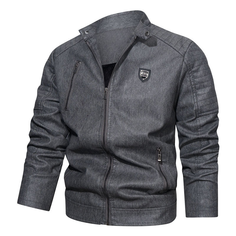 Herren robustes Denim‑Look Fieldblouson mit gesteppter Schulterpartie und Reißverschlussdetails Nord Taschen