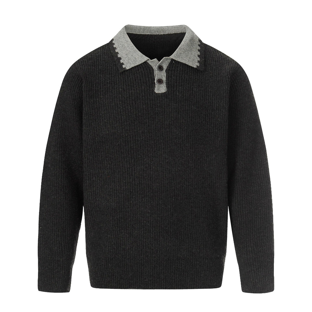 Herren Grobstrick-Polopullover mit Kontrastkragen und Halbknopfleiste Nord Taschen