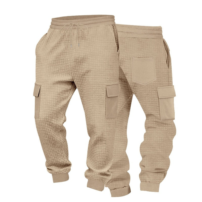 Herren Texturierte Waffel-Cargo-Jogginghose mit elastischem Bund und Multifunktions-Taschendesign Nord Taschen