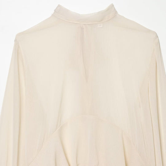 Damen Transparente Chiffonbluse mit Volant-Rücken und Glockenärmeln Nord Taschen