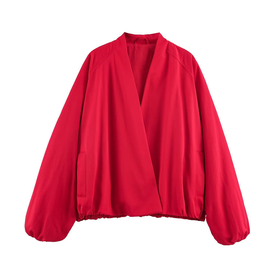Damen Leichte Oversize-Blousonjacke mit offenem Kimonoausschnitt Nord Taschen