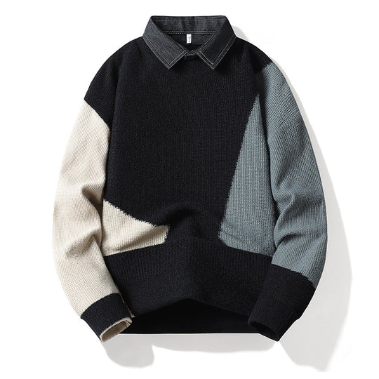 Herren Modischer Strickpullover mit Hemdkragen Nord Taschen