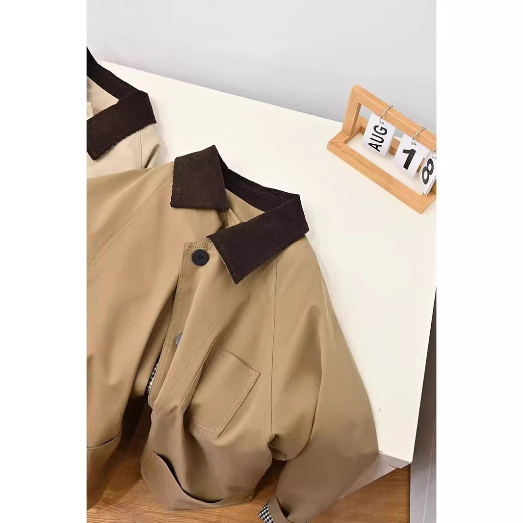 Damen Oversize-Chorejacke mit Cordkragen und großen aufgesetzten Taschen Nord Taschen