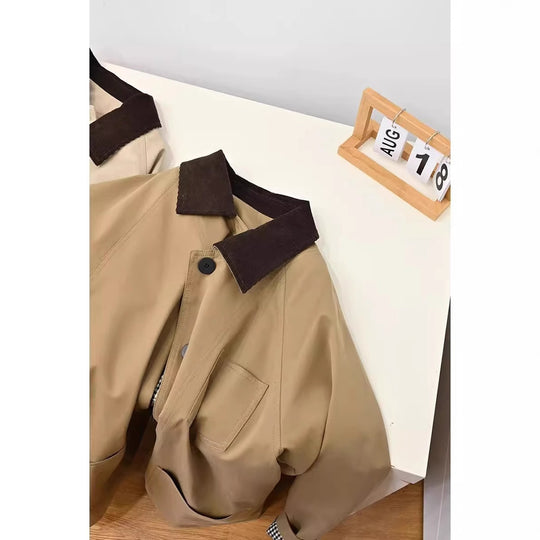 Damen Oversize-Chorejacke mit Cordkragen und großen aufgesetzten Taschen Nord Taschen